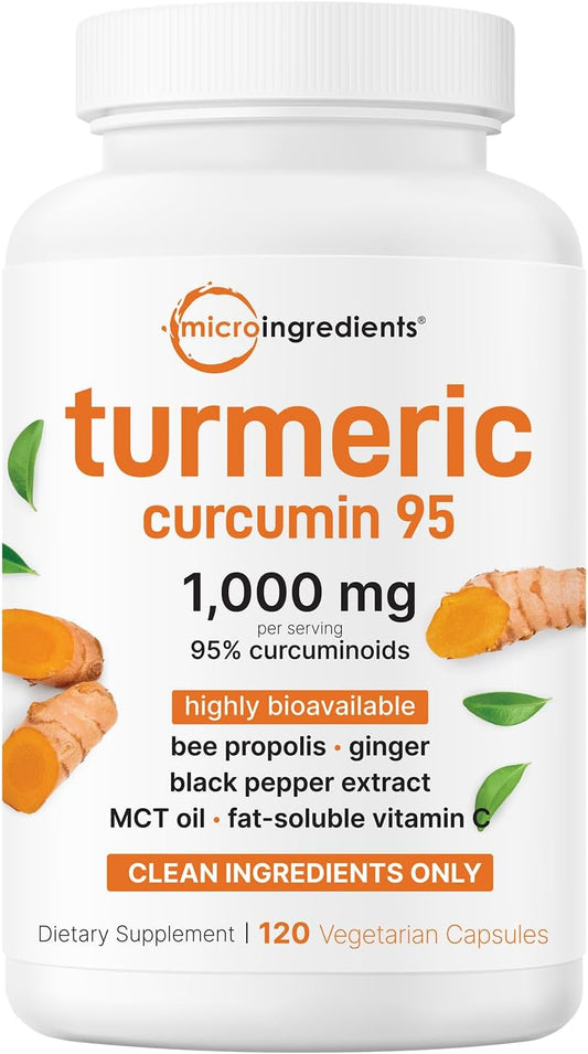 Micro Ingredients High Absorption Turmeric Curcumin 95 – 1000mg with Black Pepper Extract & MCT Oil – Premium Quality, Non-GMO – Antioxidant & Joint Health